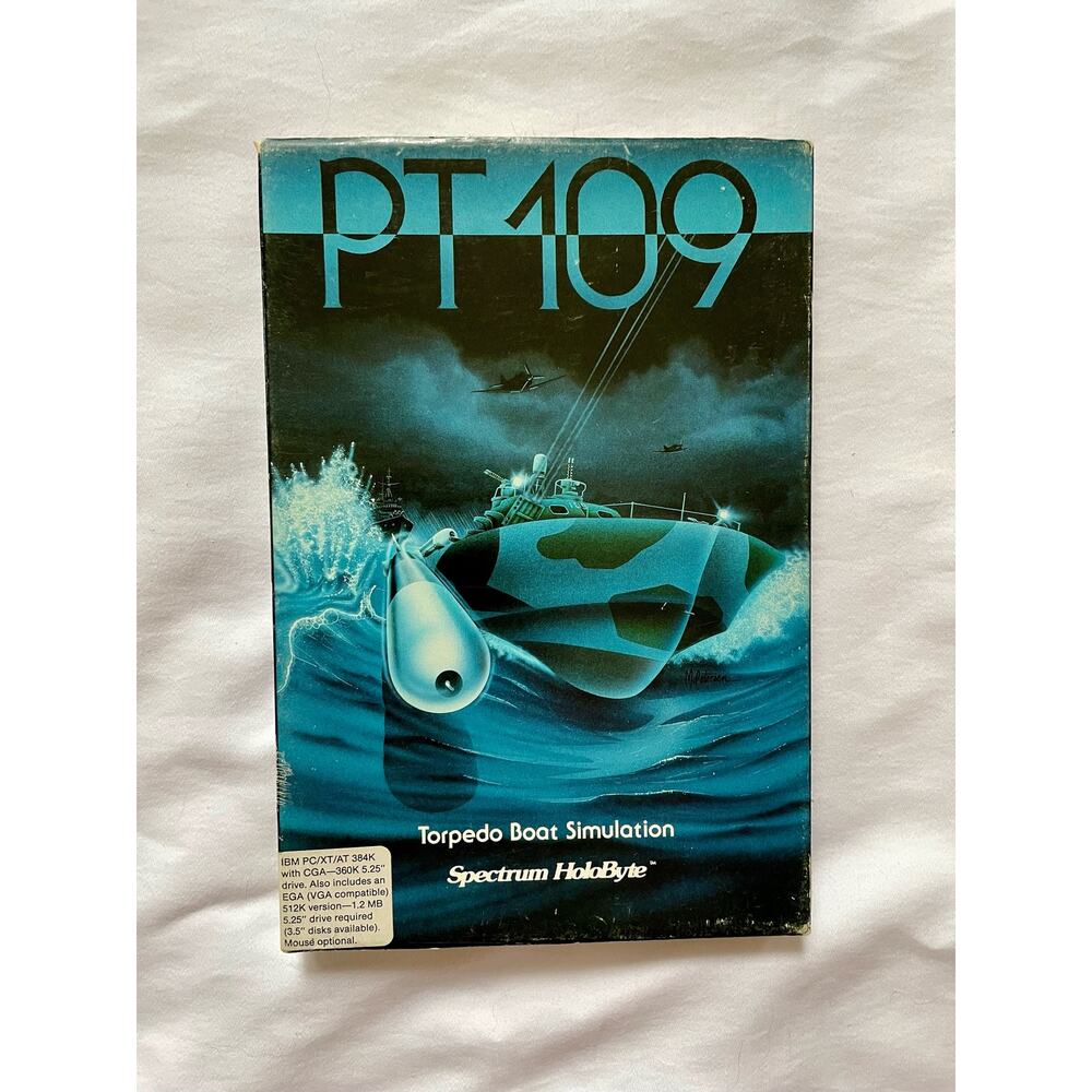 PT 109 IBM PC/XT/AT 5.25" Floppy Disk Version Complete In Box, Rare, HTF, OOP